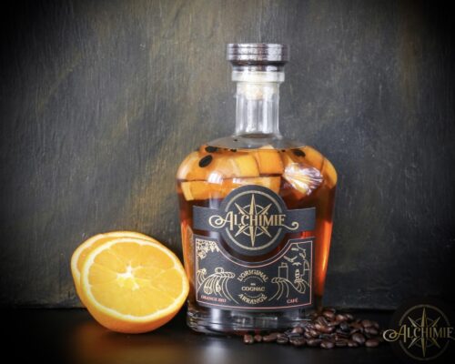 Bouteille cognac orange café